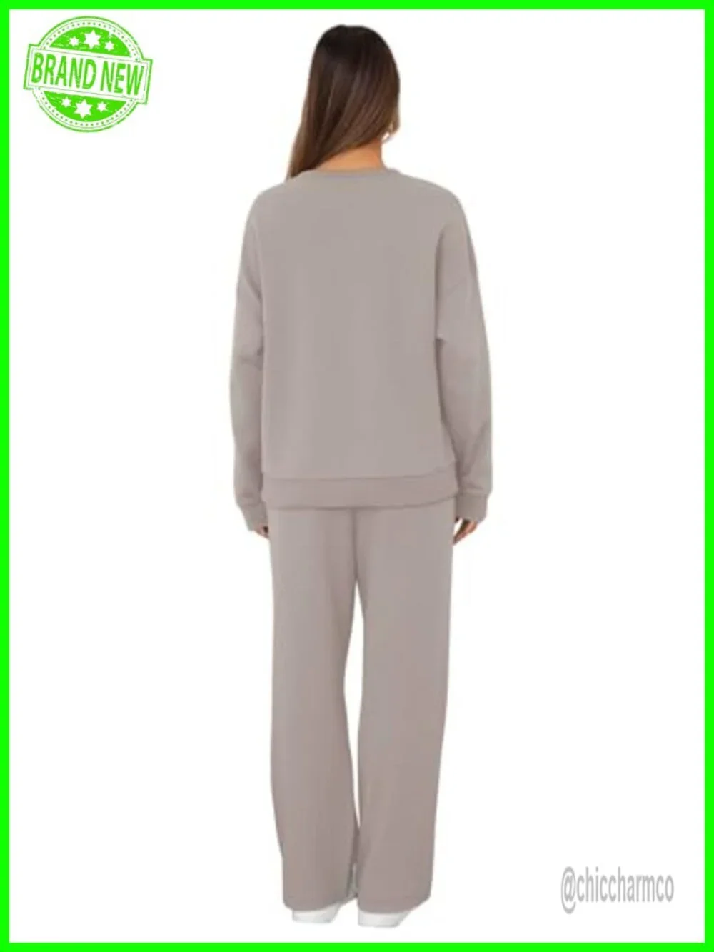 2 Piece Lounge Set - Crewneck Sweatshirt & Wide Leg Sweatpants